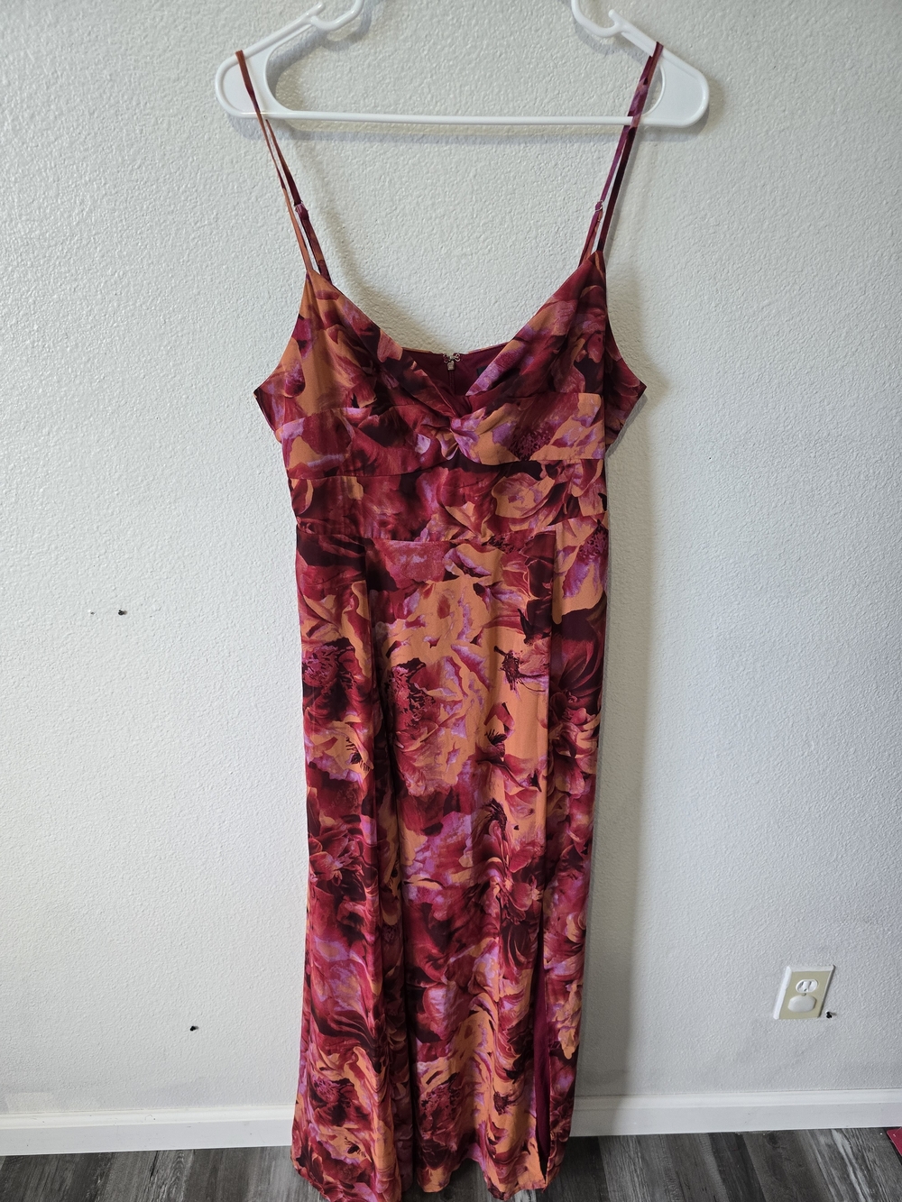 Lulus Beautiful Soul Burgundy Floral Print Twist-Front long Maxi Dress xl - Picture 11 of 12